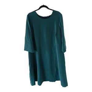 Roaman's Womens heath Dress Green 22W Fit Long Sleeve Minimalist New Coastal